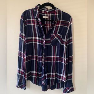 Beachlunchlounge red, white, and blue plaid button down tops